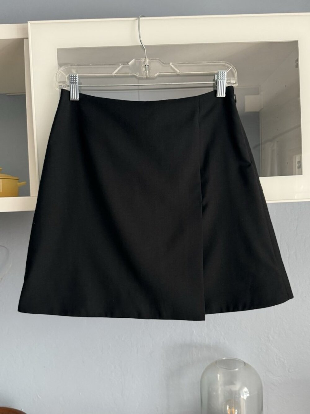 COS Wrap-Effect Mini Skirt A-Line Black Viscose Size US 4